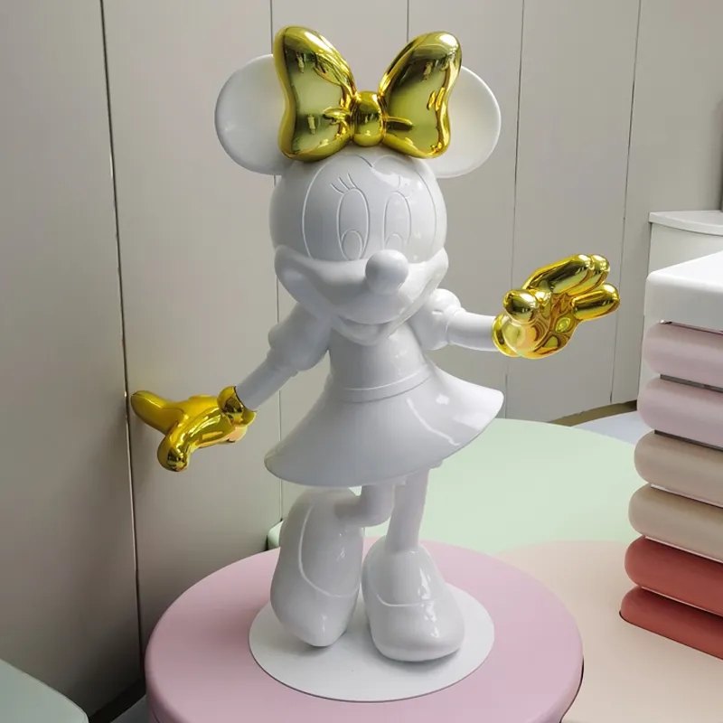 white Fiberglass Cartoon Minnie Sculpture