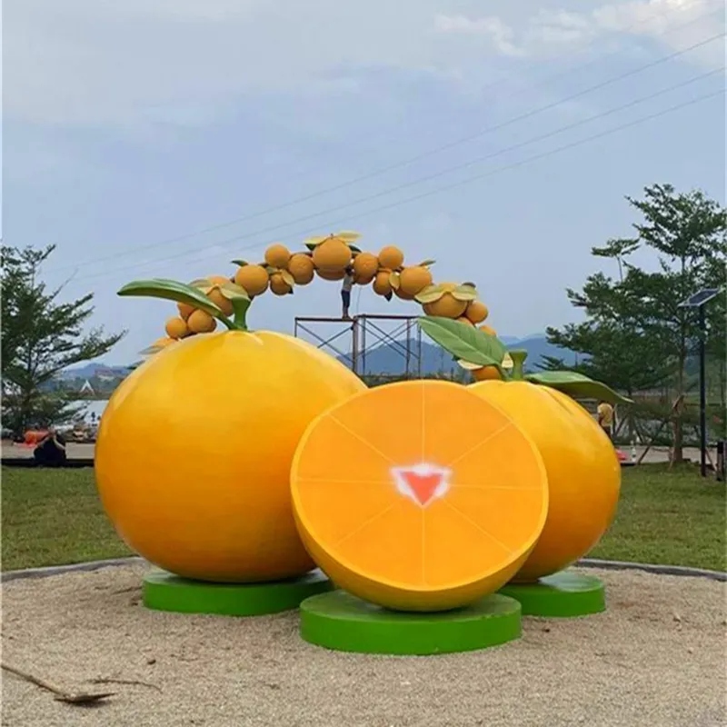 Orchard fruit design Factory custom design fiberglass orange statue fruit sculpture For sale (2)