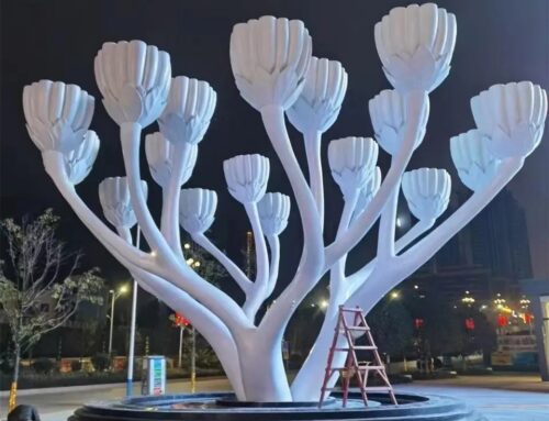 Pure White Luminous Fiberglass Flower Large Sculpture Pop Art Statues for Outdoor  Decoration