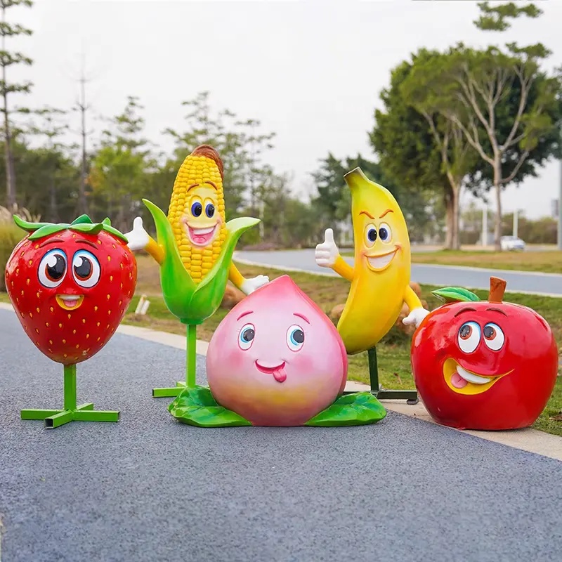 Resin cute cartoon fruit statue shopping mall fruit and vegetable fiberglass props art sculpture (3)