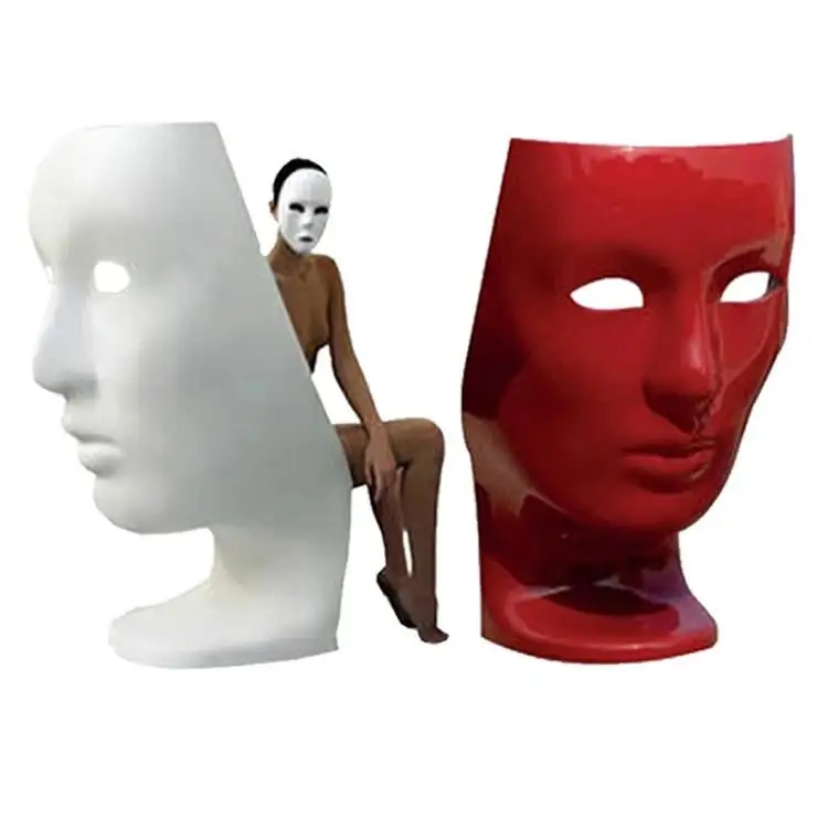 Shopping mall decoration fiberglass face shaped sculpture chair (1)