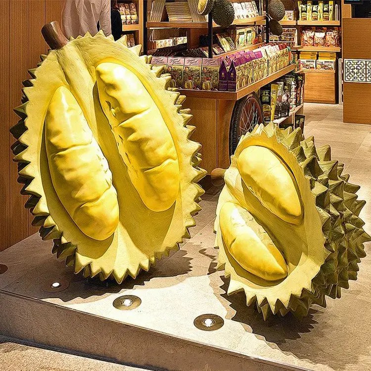 simulated delicate durian fruits sculpture artificial fiberglass fruit life size display props (3)