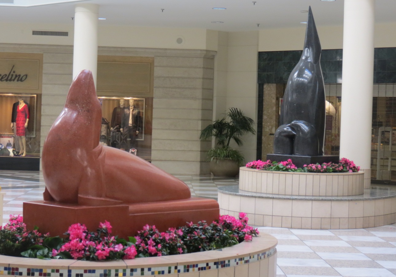 square animal fiberglass sea lion statue